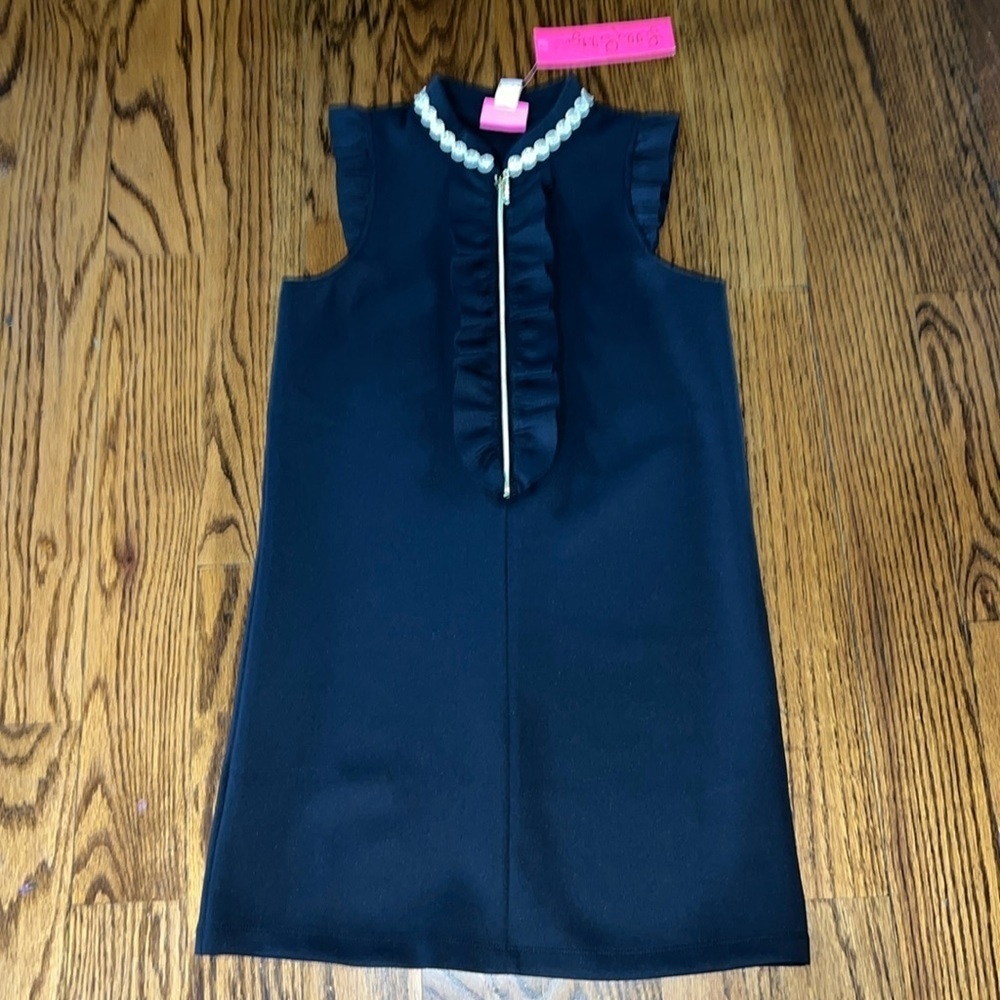 Lilly Pulitzer girls Adalee shift dress in Onyx-gold details size large (8-10) - Picture 2 of 10
